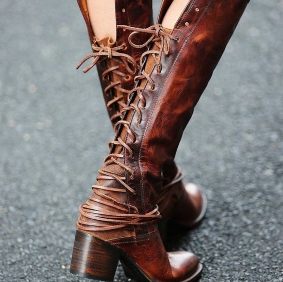 Freebird by Steven Shoes - Freebird by Steven Coal Lace up Riding Boots in Cognac - Size 8